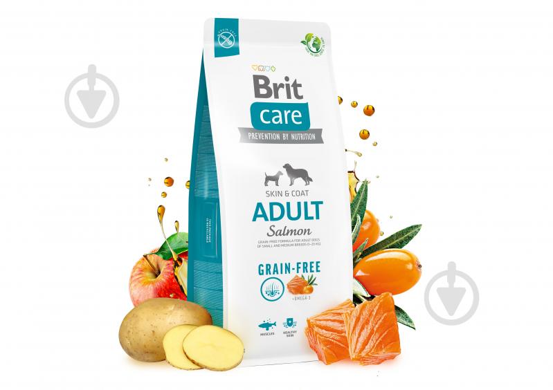 Корм сухий для малих порід/для середніх порід Brit Care з лососем 1 кг - фото 2