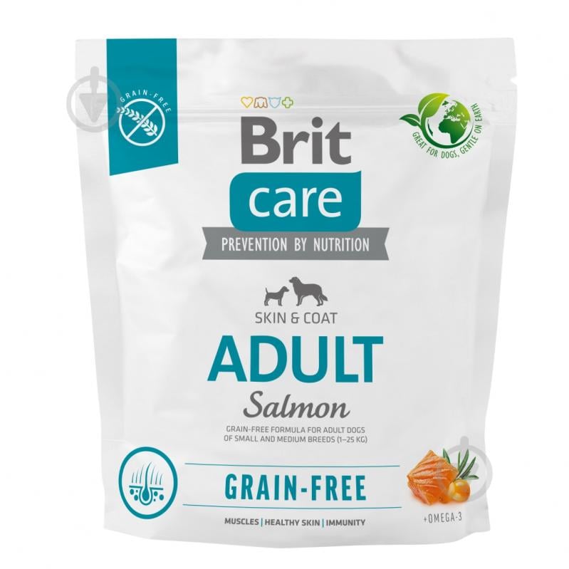 Корм сухий для малих порід/для середніх порід Brit Care з лососем 1 кг - фото 1