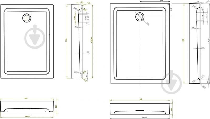 Поддон душевой Ravak Modena 120х90х16 см с сифоном BASIC-90 - фото 3