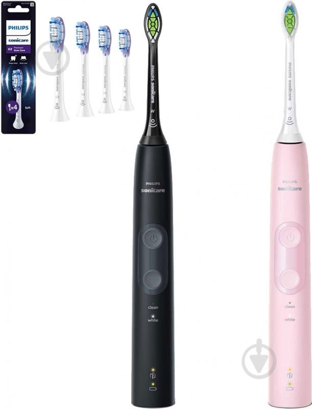 Набор электрических зубных щеток Philips Protective Clean 4500 HX6830/35 + насадки HX9054/87 - фото 1