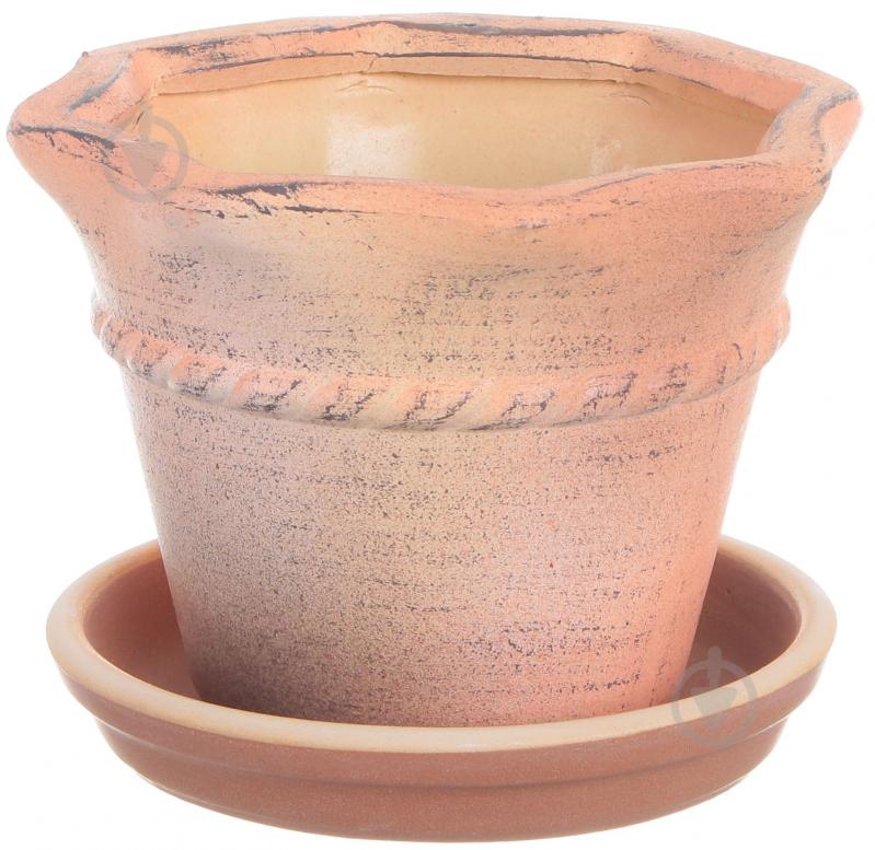 Горшок Viet Thanh Ceramic с блюдцем мешочек 15х11 см VT.9811-3 фигурный коричневый - фото 1