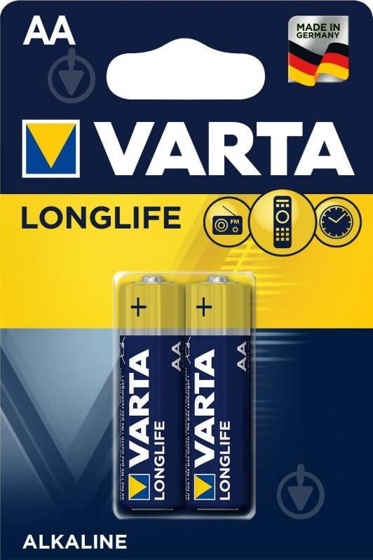 Батарейка Varta Longlife AA (R6, 316) 2 шт. (04106101412) - фото 1