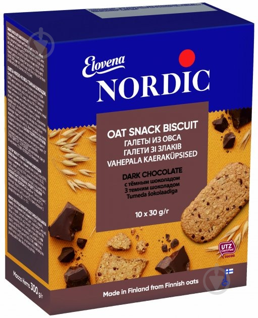 Галети NordiC з вівса з темним шоколадом Nordic к/у 10х30г - фото 1