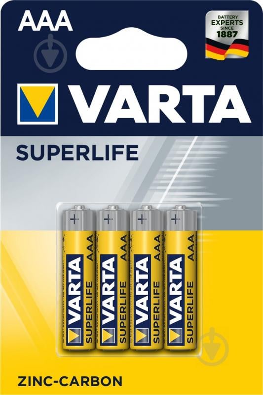 Батарейка Varta Superlife AAA (R03, 286) 4 шт. (02003101414) - фото 1