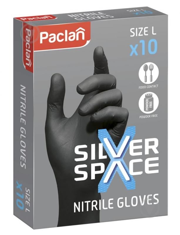 Рукавички нітрилові Paclan Silver Space міцні р. L 5 пар/уп. - фото 1