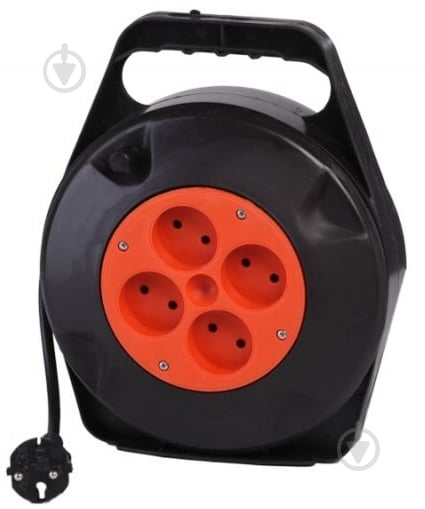 Подовжувач садовий Леміра без заземлення 4 гн. чорний із червоним 10 м У16-02 2х1,0 - фото 1