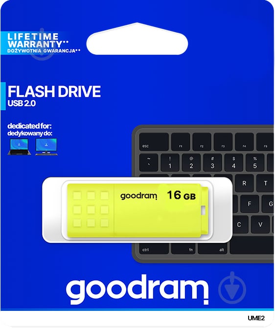 Флеш-пам'ять Goodram UME2 16 ГБ USB 2.0 yellow (UME2 16GB) - фото 3