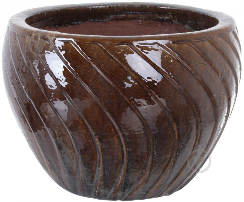 Кашпо Viet Thanh Ceramic завиток 50х36 см VT.10944-1 круглий коричневий - фото 1