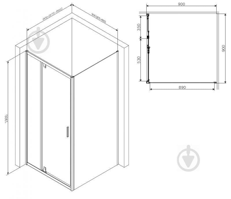 Душевое ограждение AM.PM Gem Sqare Pivot 90x90 W90UG-404-090BT - фото 8