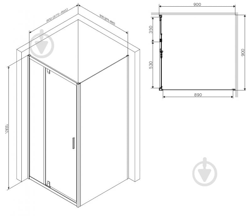 Душевое ограждение AM.PM Gem Square Pivot 90x90см W90UG-404-090MT - фото 8