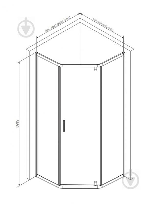 Душове огородження AM.PM Gem 5-corner Pivot 90x90 W90UG-405-090BT - фото 8