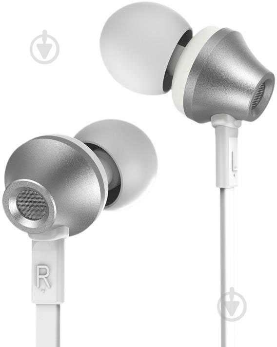 Гарнитура Remax RM-610D Mic silver/white гарнитура - фото 1