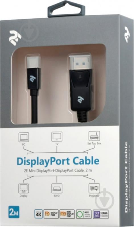 Кабель 2E удлинитель 2 м черный (2E-W1704) Mini DisplayPort - DisplayPort - фото 3
