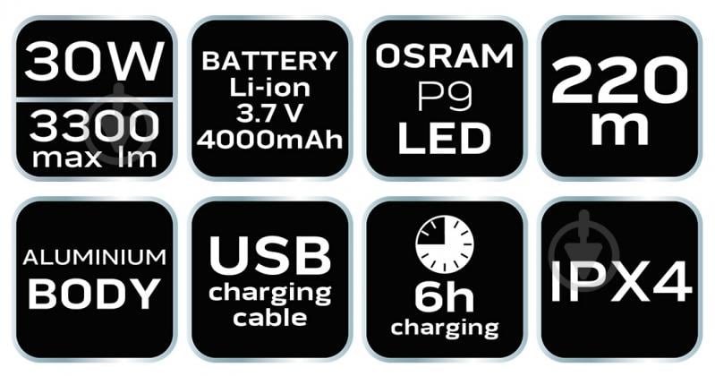 Ліхтар NEO tools USB OSRAM P9 LED 30Вт (99-037) чорний - фото 10