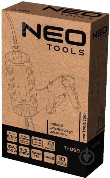 Зарядное устройство NEO tools Neo Tools для автомобильных аккум. AGM/GEL 11-893 - фото 2