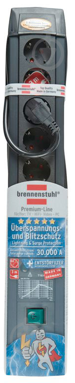 Фільтр-подовжувач Brennenstuhl Premium-Line H05VV-F 3G1.5 із заземленням 6 гн. чорний 3 м 1156000396 - фото 2