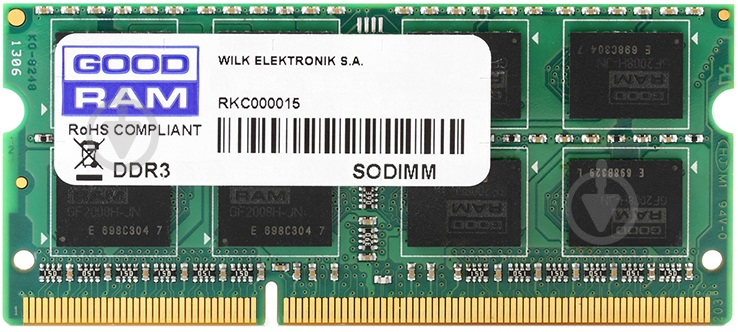 Оперативна пам'ять Goodram SODIMM DDR3 4 GB (1x4GB) 1600 MHz (GR1600S3V64L11/4G) - фото 1