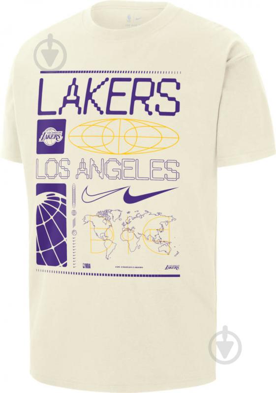 Футболка Nike LAL M NK CTS SS WW MX90 TEE FQ6086-133 р.S белый - фото 1