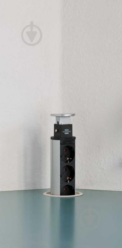 Подовжувач Brennenstuhl Power Tower с USB із заземленням 3 гн. сріблясто-чорний 2 м 1396200013 - фото 6