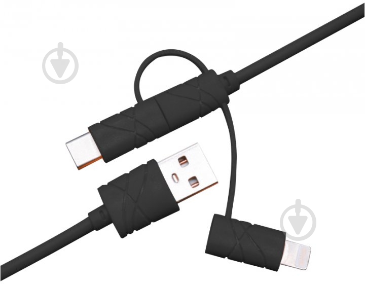 Дата-кабель XoKo USB - Lightning/Micro-USB/USB Type-C 1 м black (SC-310-BK) - фото 1