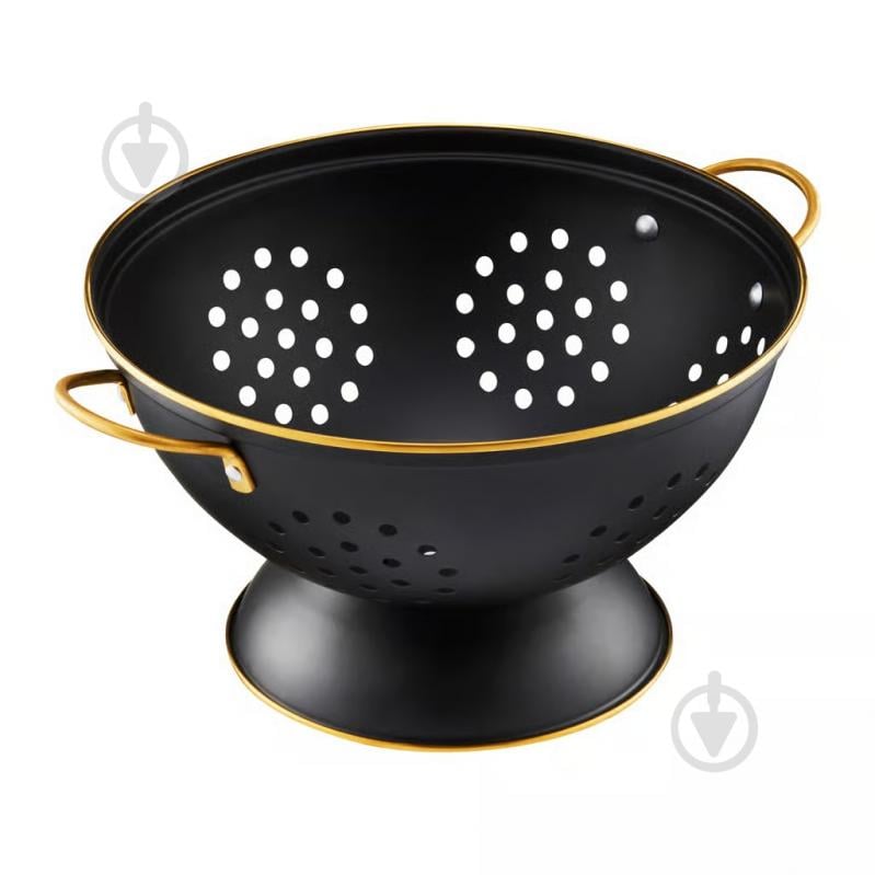 Друшляк Ambition ROYAL із ручками 24 см чорний з золотом - фото 1 Друшляк Ambition ROYAL із ручками 24 см чорний з золотом - фото 1