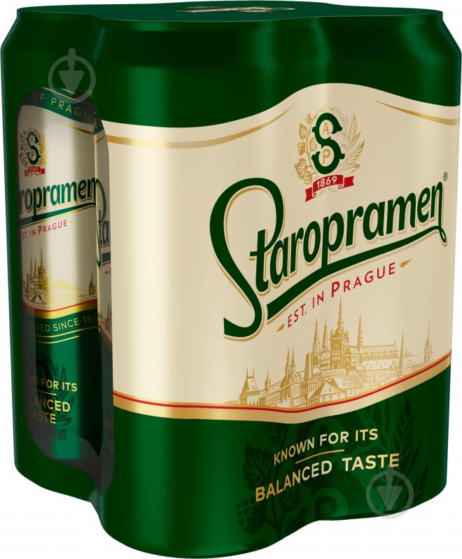 Пиво Staropramen світле фільтроване ж/б 4 шт. 4,2% 2 л - фото 1