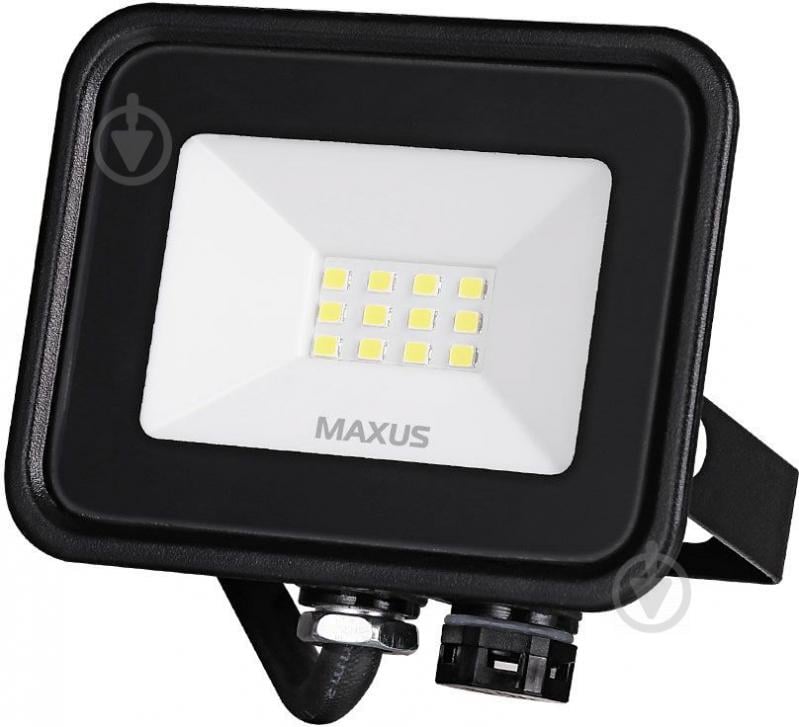 Прожектор светодиодный Maxus 10 Вт черный 1-MFL-04-1050 - фото 1