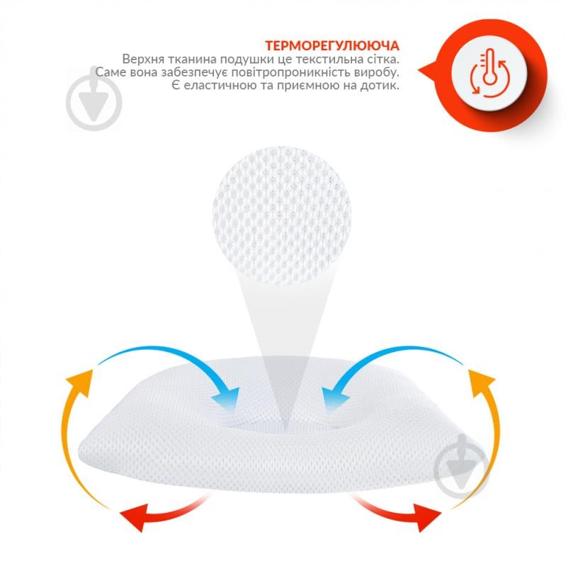 Подушка ортопедична IDEIA Бейбі 25х26х8/3.5 см, d-7.5 cм сітка білий 8000032582 - фото 3