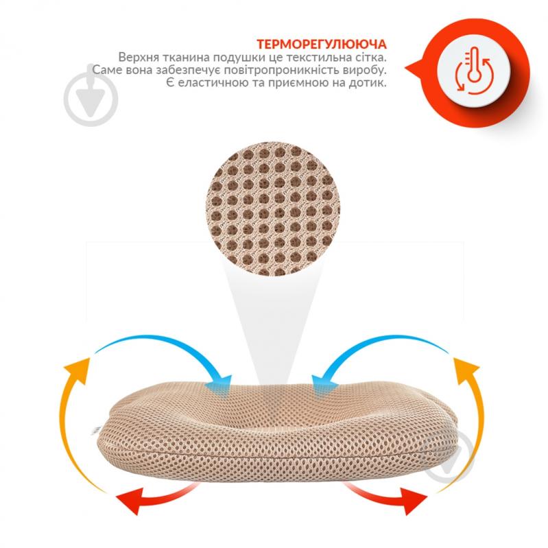 Подушка ортопедична IDEIA Ведмедик Бейбі 20х27х5/3.5 см сітка бежевий 8000032377 - фото 4