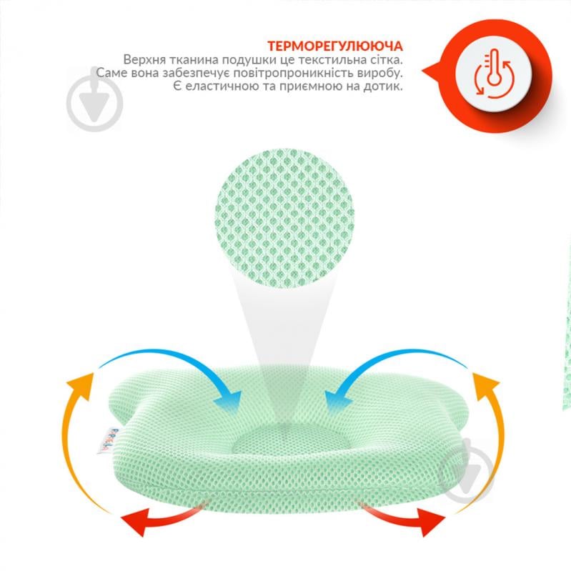 Подушка ортопедична IDEIA Ведмедик Бейбі 20х27х5/3.5 см сітка м'ятний 8000032377 - фото 4