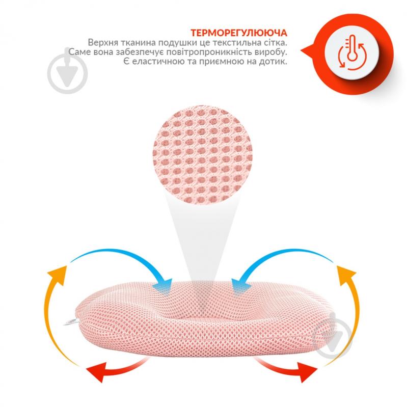 Подушка ортопедическая IDEIA Мишка Бейби 20х27х5/3.5 см сетка пудра 8000032377 - фото 4