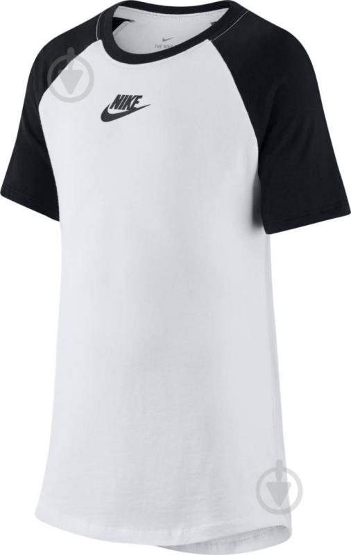 Футболка Nike B NSW TEE HYBRID C&S RAGLAN CV2157-100 р.XS белый - фото 1