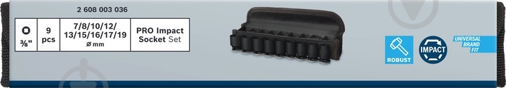 Набор головок 3/8" 30 мм Bosch PRO Standart 9 шт. 2608003036 - фото 4 Набор головок 3/8" 30 мм Bosch PRO Standart 9 шт. 2608003036 - фото 4