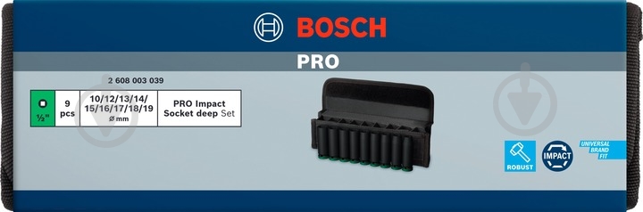 Набор головок 1/2" Bosch PRO Deep 9 шт. 2608003039 - фото 4