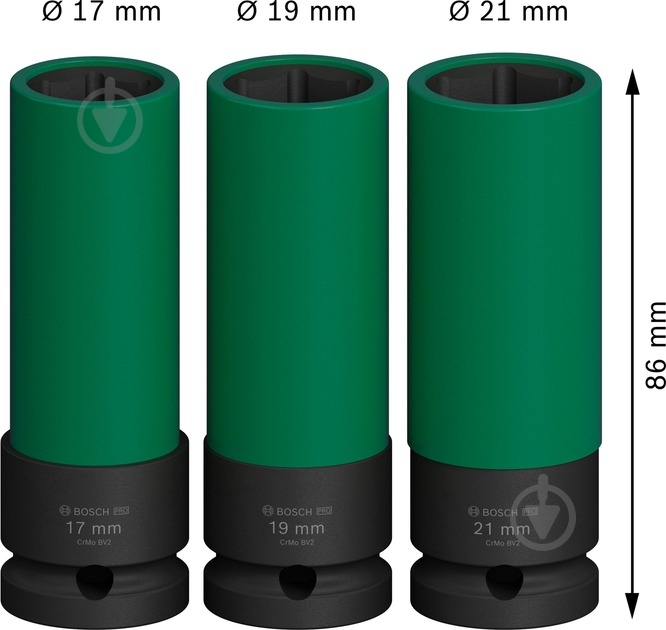 Набір головок 1/2" 86 мм Bosch PRO Extra Deep 3 шт. 2608003033 - фото 3 Набір головок 1/2" 86 мм Bosch PRO Extra Deep 3 шт. 2608003033 - фото 3