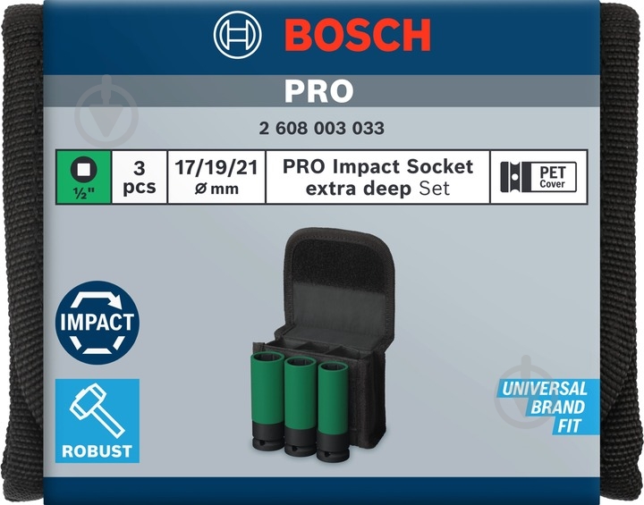 Набір головок 1/2" 86 мм Bosch PRO Extra Deep 3 шт. 2608003033 - фото 4 Набір головок 1/2" 86 мм Bosch PRO Extra Deep 3 шт. 2608003033 - фото 4