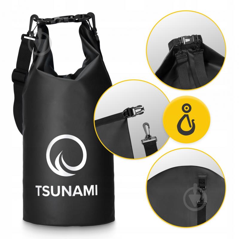 Гермомішок водозахисний TSUNAMI Dry Pack (P-5905973400039) TS013 10 л чорний - фото 6