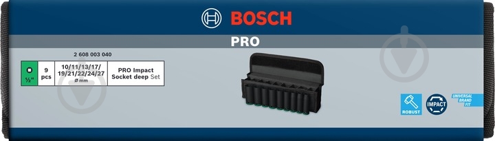 Набор головок 1/2" Bosch PRO Deep 9 шт. 2608003040 - фото 4 Набор головок 1/2" Bosch PRO Deep 9 шт. 2608003040 - фото 4