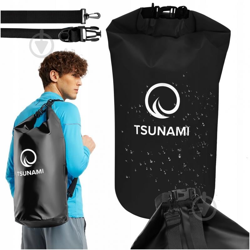 Гермомешок водозащитный TSUNAMI Dry Pack (P-5907739312884) TS002 30 л черный - фото 2