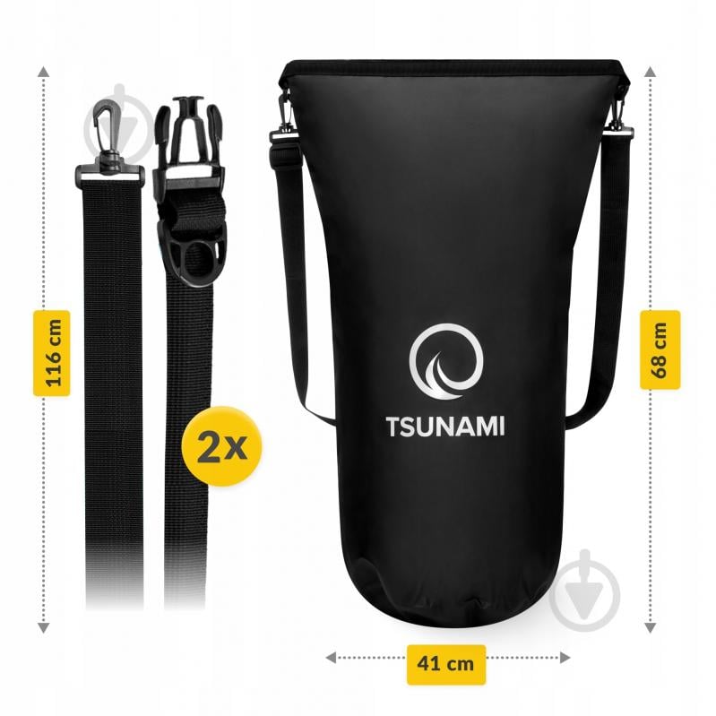 Гермомешок водозащитный TSUNAMI Dry Pack (P-5907739312884) TS002 30 л черный - фото 3