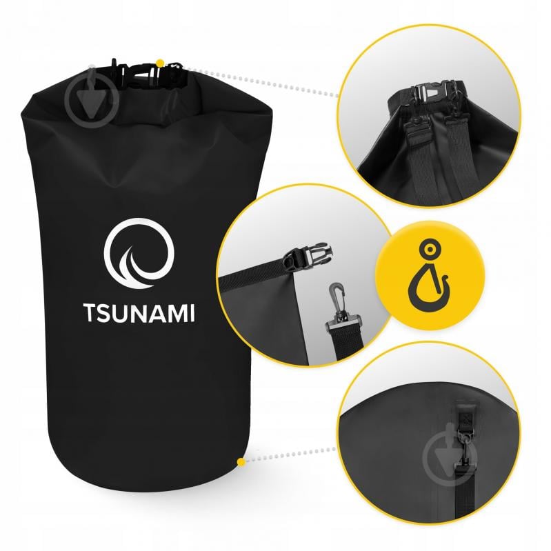 Гермомешок водозащитный TSUNAMI Dry Pack (P-5907739312884) TS002 30 л черный - фото 6