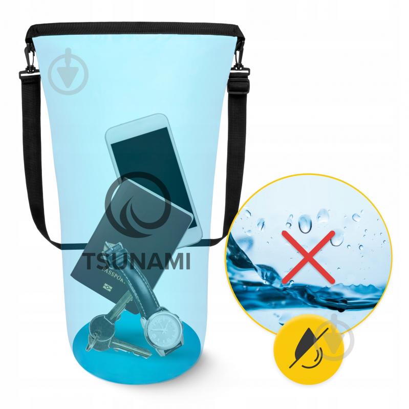 Гермомешок водозащитный TSUNAMI Dry Pack (P-5905973400022) TS015 20 л небесно-голубой - фото 4