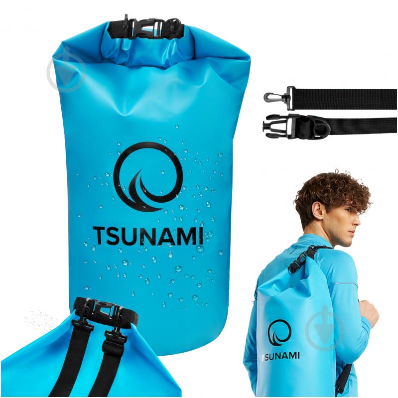 Гермомешок водозащитный TSUNAMI Dry Pack (P-5905973400022) TS015 20 л небесно-голубой - фото 7