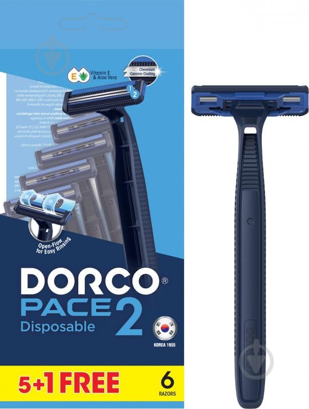 Одноразовая бритва DORCO PACE2 6 шт. - фото 1