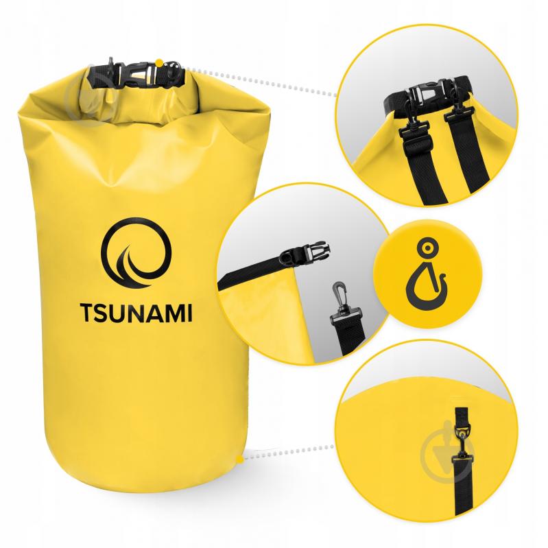 Гермомешок водозащитный TSUNAMI Dry Pack (P-5907739314086) TS005 30 л насыщенно-желтый - фото 2