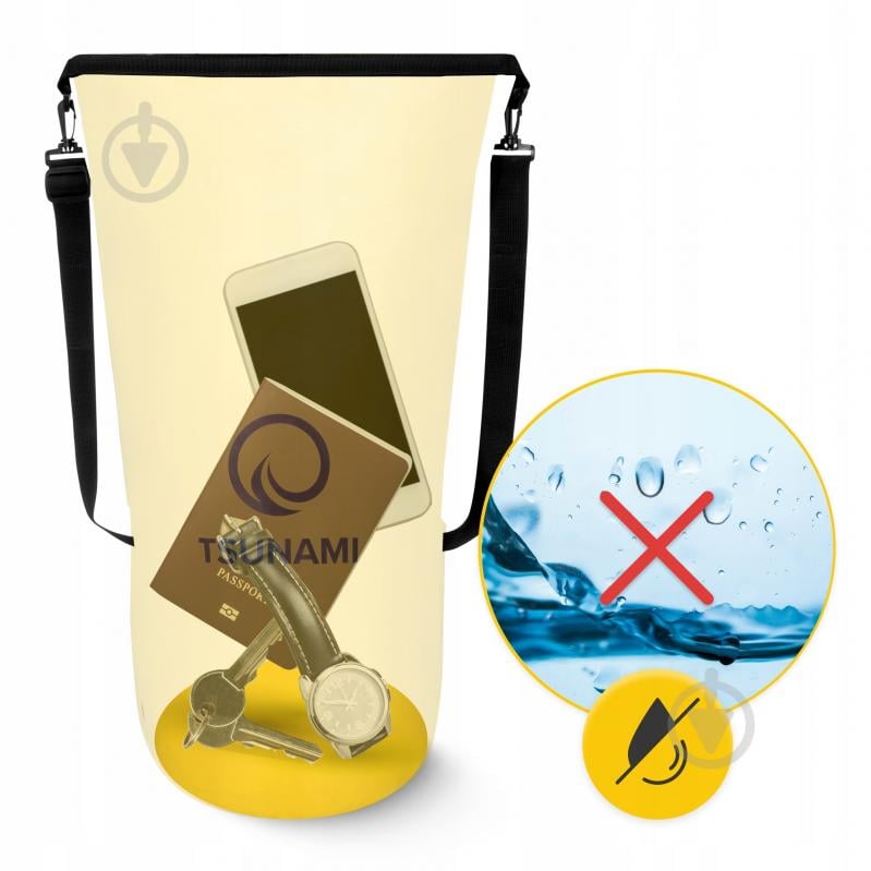 Гермомешок водозащитный TSUNAMI Dry Pack (P-5907739314086) TS005 30 л насыщенно-желтый - фото 3