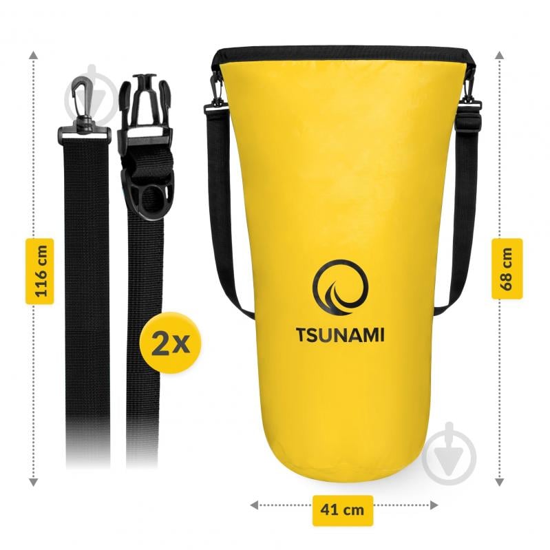 Гермомешок водозащитный TSUNAMI Dry Pack (P-5907739314086) TS005 30 л насыщенно-желтый - фото 7