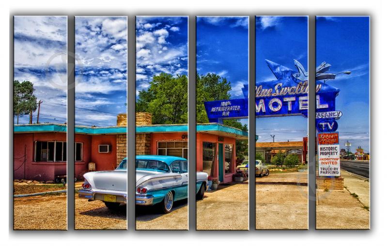 Картина модульна Маршрут 66 Нью-Мексико 171x112 см Hotel Arizona HD 6-2293243887-CHEV-44x67-BLUE - фото 1