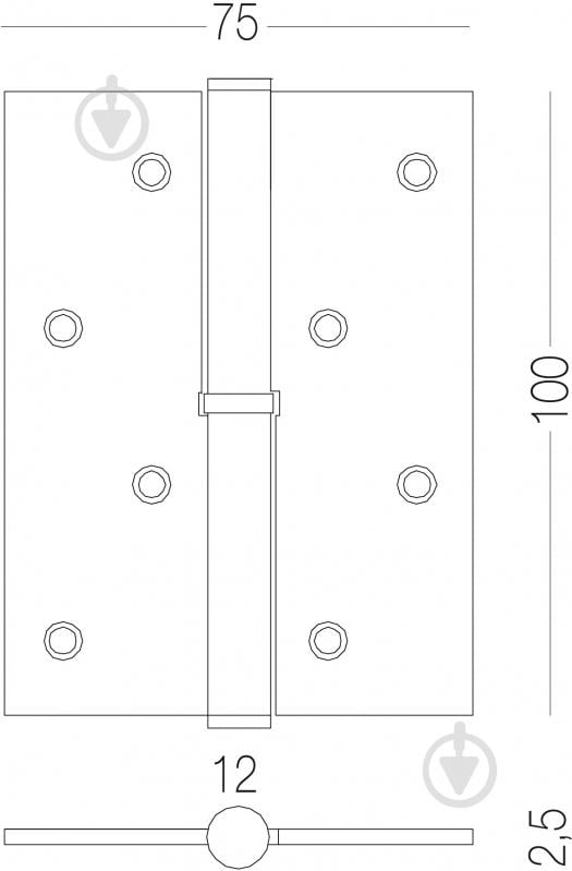 Петля MVM В-100L МС 100x75x2,5 мм матовый хром левая - фото 4