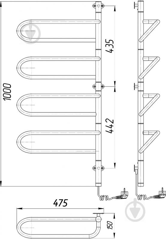 Рушникосушарка Mario Електра-І 1000x475/150 Е - фото 4